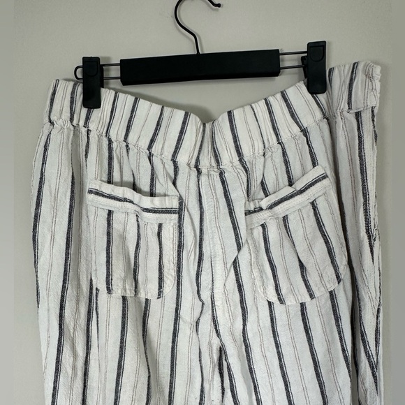 Per Se Linen Blend Stripe Pants Size Large black cream tan - Picture 6 of 6
